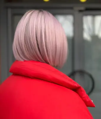 pastel pink hair color on bob haircut ESHK hair salon London