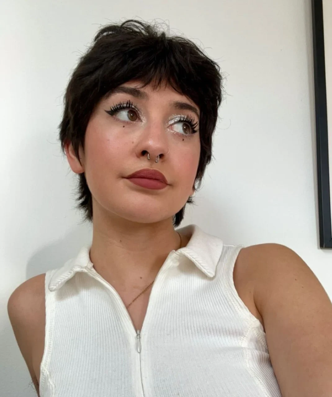 Mixie pixie shag haircut Shoreditch on short brown hair by Alex at ESHK London hair salons