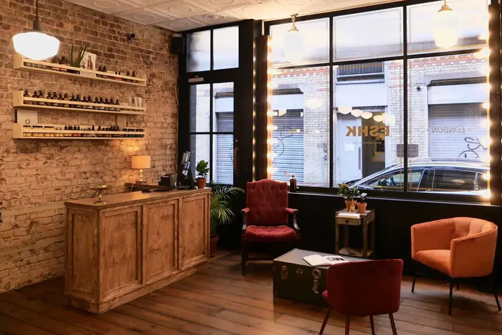 Reception and Waiting area at East London hair salon ESHK